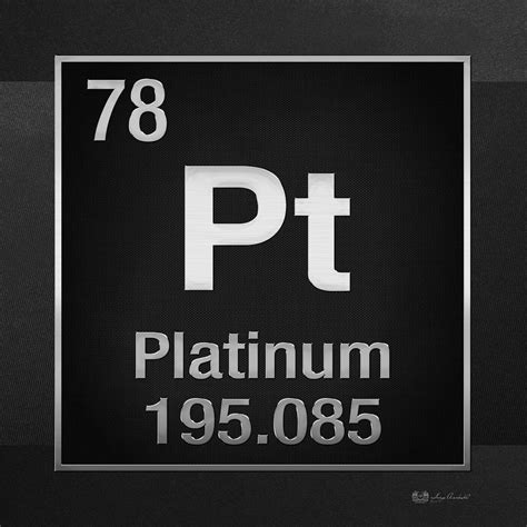 Periodic Table of Elements - Platinum - Pt - Platinum on Black Digital Art by Serge Averbukh ...
