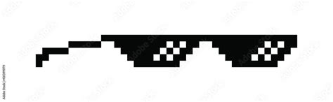 Like boss. Pixel glasses in boss style. Black sunglass in 8 bit. Eyeglass meme in funny design ...