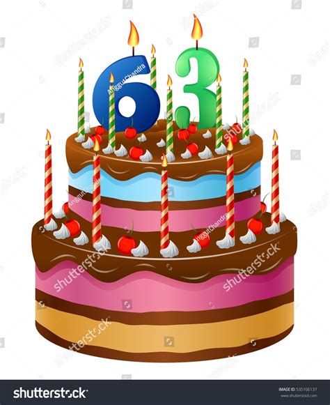 Happy Birthday Cake 63 Stock Vector (Royalty Free) 535106137 | Shutterstock