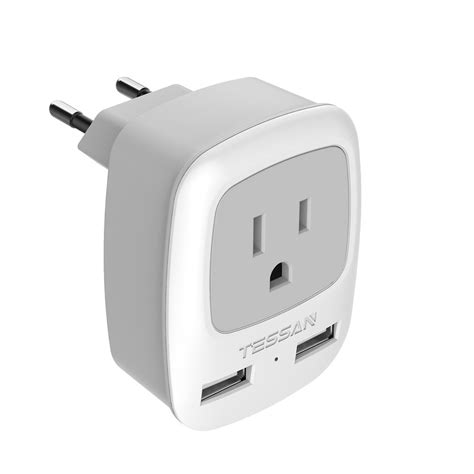 European Travel Plug Adapter, TESSAN International Power Plug with 2 ...