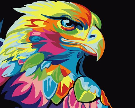 Framed Colorful eagle DIY Digital Oil Painting pictures On Canvas Home Decor wall art Painting ...