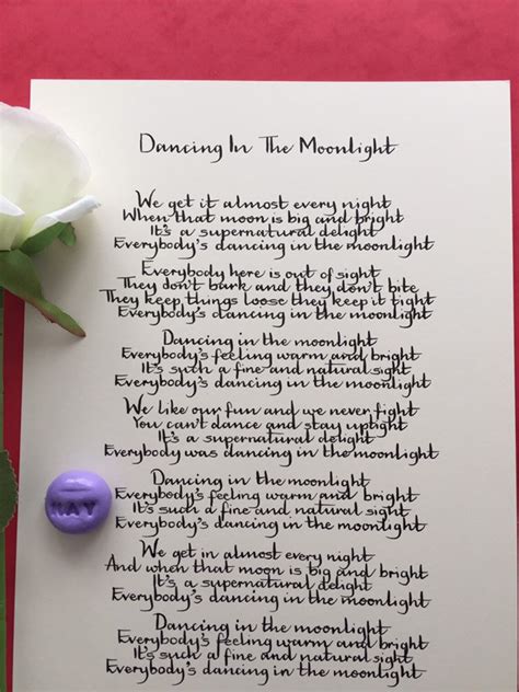 Dancing in the Moonlight Print Lyrics Handwritten | Etsy