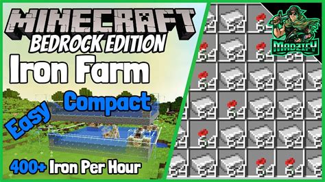 EASY & COMPACT Bedrock Iron Farm Tutorial! Minecraft 1.16+ (400+ Iron P/H) - YouTube