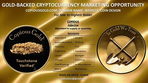 GOLD BACKED CRYPTOCURRENCY MARKETING OPPORTUNITY - YouTube