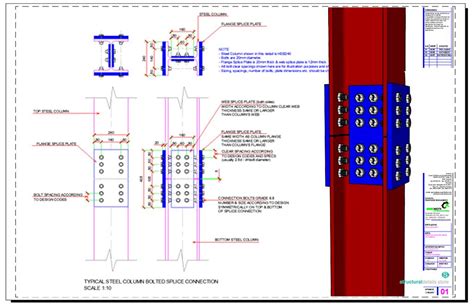 Steel Column Bolted Splice Extension Connection