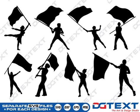 Color Guard Flags SVG Marching Band SVG Vector Silhouette | Etsy