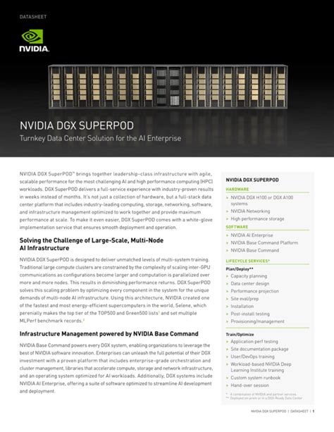 NVIDIA DGX SuperPOD: Turnkey Data Solution for the AI Enterprise