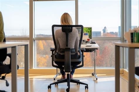 Premium AI Image | Person testing out ergonomic chair with view of ...