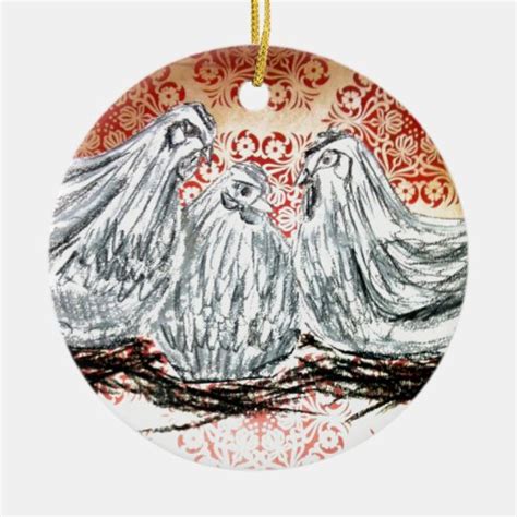 Three French Hens Ceramic Ornament | Zazzle