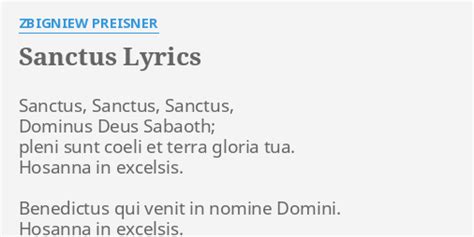 "SANCTUS" LYRICS by ZBIGNIEW PREISNER: Sanctus, Sanctus, Sanctus ...