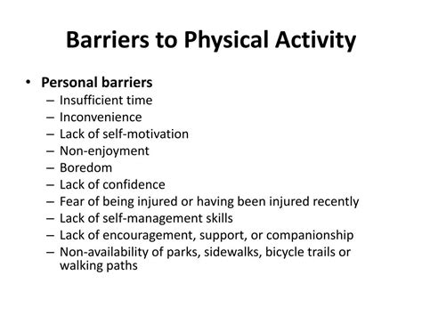 PPT - Addressing Barriers to Physical Activity PowerPoint Presentation - ID:6577471