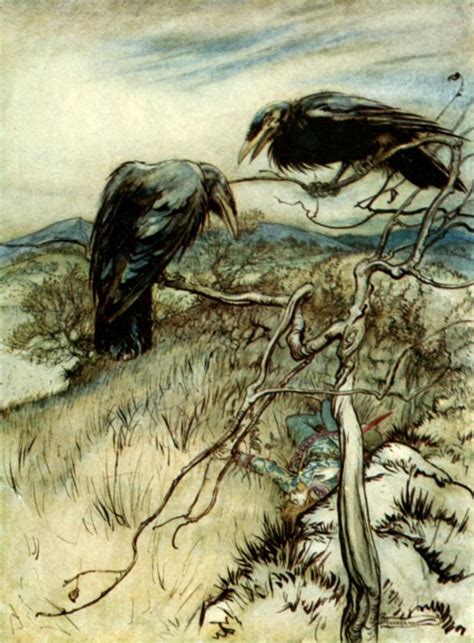 public domain vintage childrens book illustration Arthur Rackham ravens british ballad | Free ...