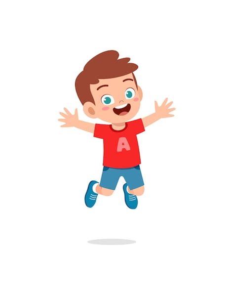 Premium Vector | Cute little kid jump and feel happy