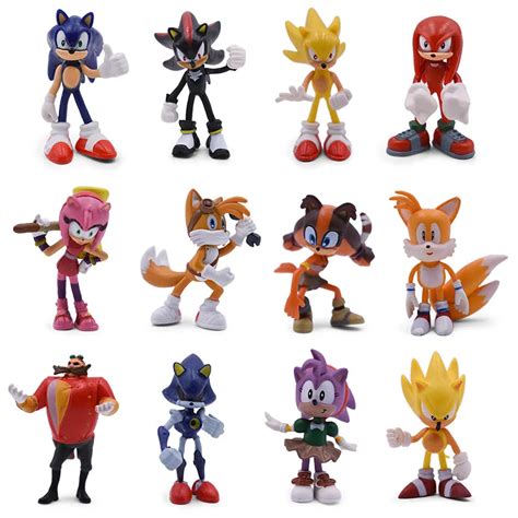 6Set Sonic Action Figure Cute Anime Sonic Boom Rare Dr Eggman Shadow PVC Collectible Model Doll ...