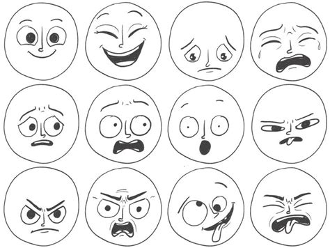 cartoon faces with different facial expressions