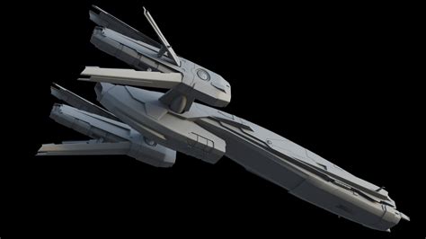 Sci-Fi Space Frigate 3D Model by 3dmode