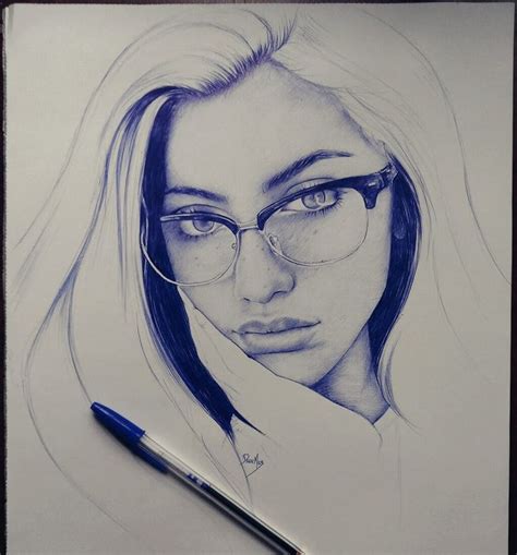 Blue and Black Ballpoint Pen Portraits | Ballpoint pen art, Ink pen ...