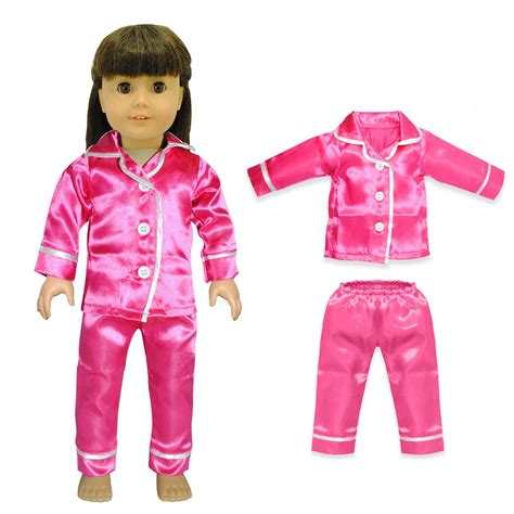 Doll Clothes - Pink Satin PJ's Pajama Set Outfit Fits American Girl ...