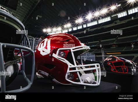 Oklahoma Sooners helmet on display during Big 12 Football media day ...