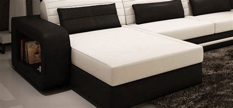 Alina Contemporary Black and White Leather Sectional Sofa VG45 ...