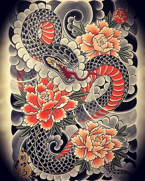 Traditional Japanese Snake Tattoo - Dana Helmuth's Dragons (With images) | Tattoos ..., Animal ...