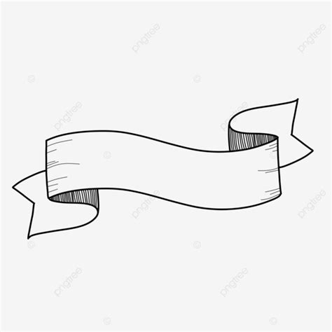 Simple Classic Line Art Ribbon, Ribbon Drawing, Ribbon Sketch, Line ...