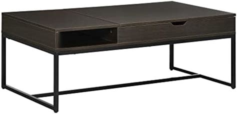 HOMCOM Industrial Coffee Table with Flip Top, Center Table with Storage ...