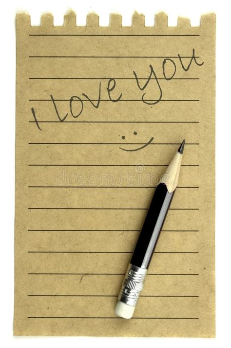 Handwriting I Love You On A Natural Note Paper Stock Photography ...