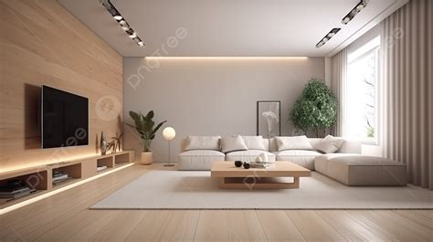 Modern And Minimalist Living Room Interior Design In 3d Rendering ...