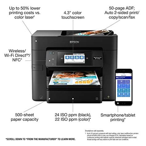 Epson Workforce Pro WF-4740 Wireless All-in-One Color Inkjet Printer, Copier, Scanner with Wi-Fi ...