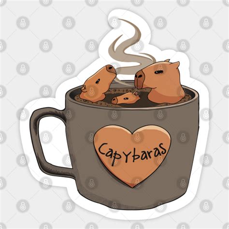 Funny Capybara Bathing In Coffee Cartoon - Capybara - Sticker | TeePublic