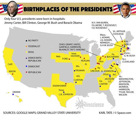 Map of the Birthplaces of the Presidents (Infographic) | Live Science