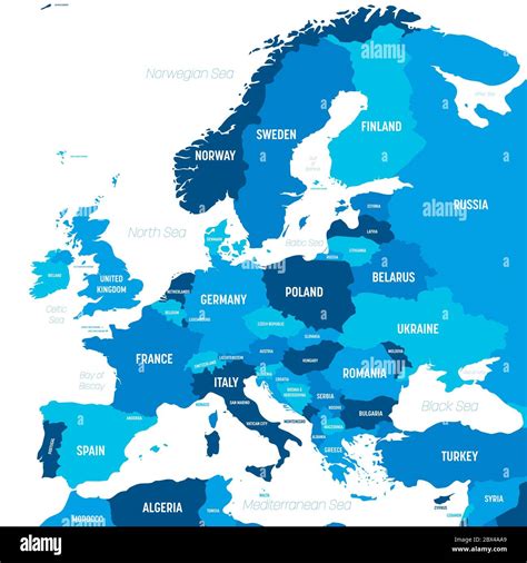 Europe map - green hue colored on dark background. High detailed ...