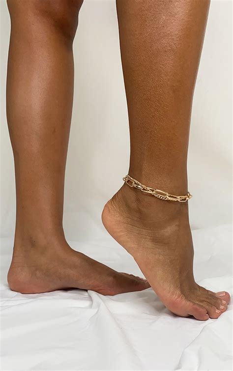 Gold Multi Link Chain Anklet | PrettyLittleThing