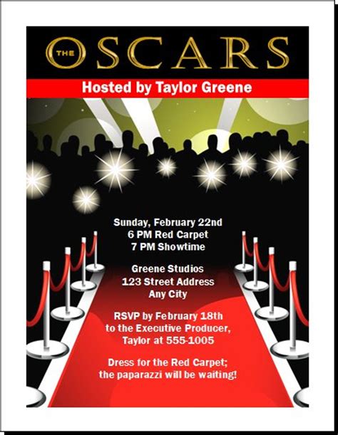 Oscar Red Carpet Paparazzi Party Invitation