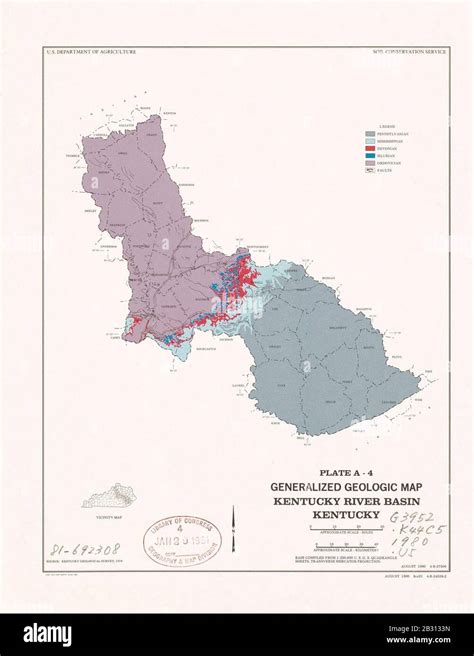 Generalized geologic map, Kentucky River Basin, Kentucky Stock Photo ...