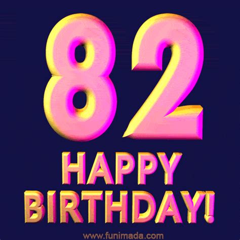 Happy 82nd Birthday Cool 3D Text Animation GIF | Funimada.com