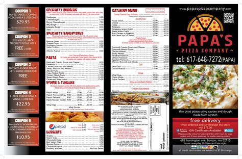 Our Menu – Papa's Pizza Company