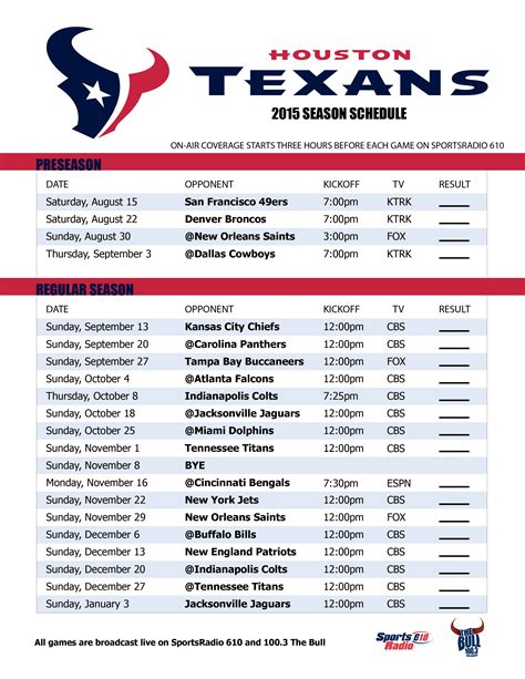 Houston Texans 2015 Schedule Wallpaper - WallpaperSafari