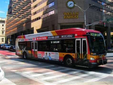 2012 New Flyer "Xcelsior" XDE40 12005 on the SILVER (CityLink/MTA Maryland) at Saint Paul Street ...