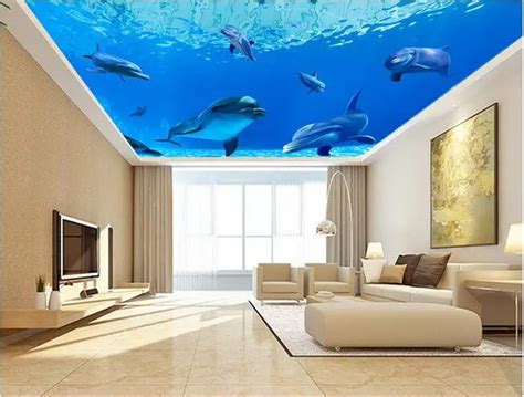 3d wallpaper custom mural non woven 3d room wallpaper wall sticker 3d ocean wallpaper dolphins ...