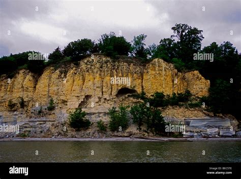 chalkstone cliff, chalkstone cliffs, Missouri River, Nebraska side, near, Yankton, South Dakota ...