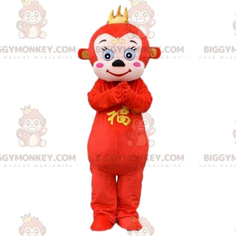 BIGGYMONKEY™ plush red monkey mascot costume Sizes L (175-180CM)