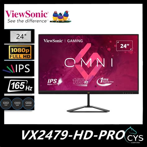 VIEWSONIC VX2479-HD-PRO 23.8" IPS FULL HD 165HZ 1MS GAMING MONITOR ...