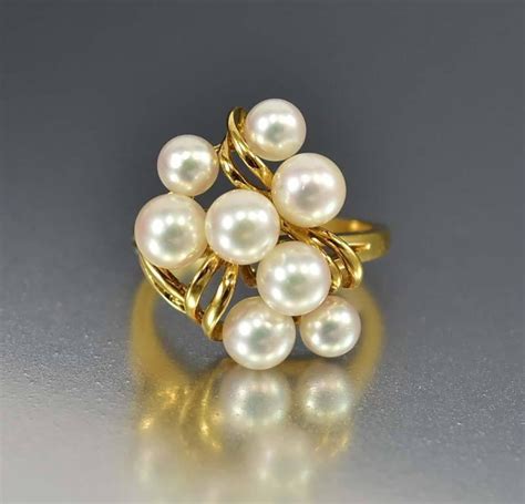 Mikimoto 18K Gold Akoya Cultured Pearl Cluster Ring – Boylerpf