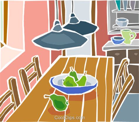 Download Kitchen Table With A Bowl Of Fruit Royalty Free Vector - Dining Room PNG Image with No ...
