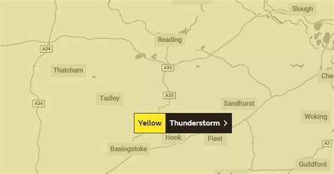 Berkshire weather: Met Office issues 25-hour thunderstorm warning with flooding possible ...