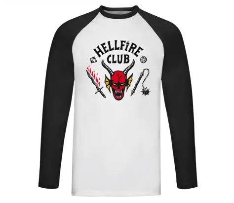 STRANGER THINGS SEASON 4 - Hellfire Club Official Long Sleeve Baseball T-shirt $41.89 - PicClick CA