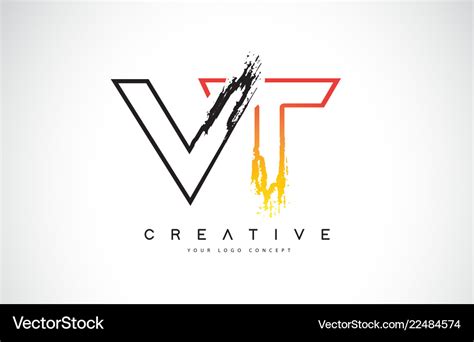 Vt creative modern logo design with orange Vector Image
