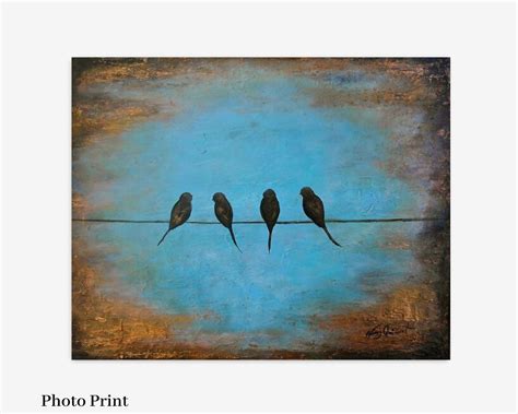 Birds on a Wire Art Print Rustic Painting Print Abstract | Etsy